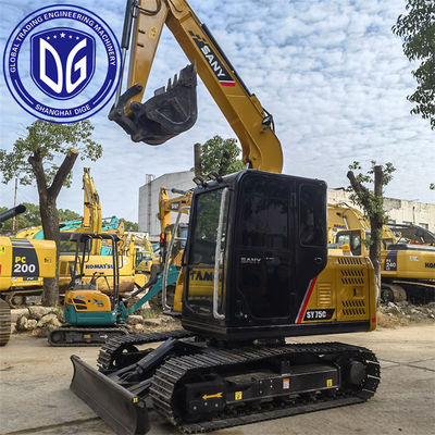 Sy75 7.5 Ton Kullanılmış SANY Ekskavatörü Gelişmiş Elektronik Kontrol Teknolojisiyle