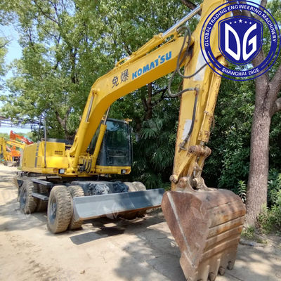 Asıl Japonya PC150W Kullanılmış Komatsu Tekerlekli Kazıcı PC150W Kazıcı İkinci El Komatsu Hidrolik Kazıcı PC150W