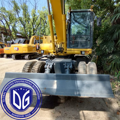 Asıl Japonya PC150W Kullanılmış Komatsu Tekerlekli Kazıcı PC150W Kazıcı İkinci El Komatsu Hidrolik Kazıcı PC150W