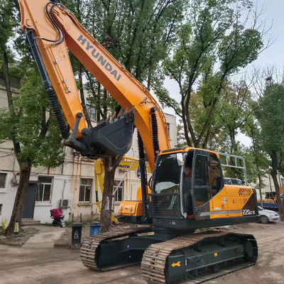 Hyundai 220 Motorlu Kullanılmış Hidrolik Kazı Makinesi Cummins B7 Satılık Crawler Kazı Makinesi
